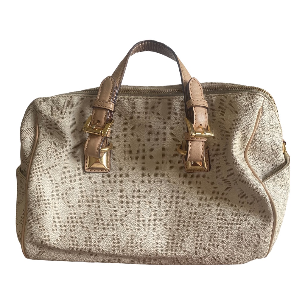 Michael Kors Monogram Tan And Cream Purse